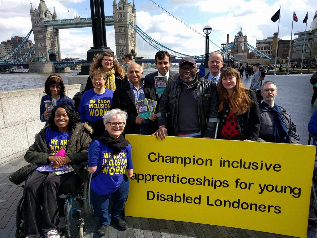 ALLFIE and others campaigning outside City Hall for inclusive apprenticeships