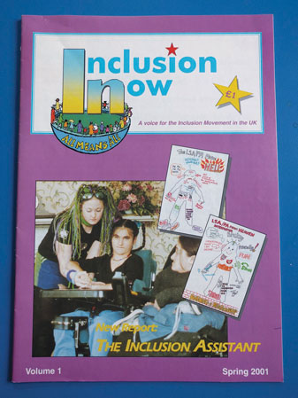 Maresa as a young woman with her PA on the front cover of Inclusion Now 1