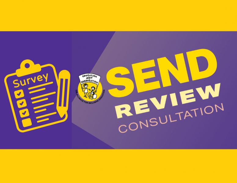 SEND Review consultation logo with the slogan 'Education not Segregation'