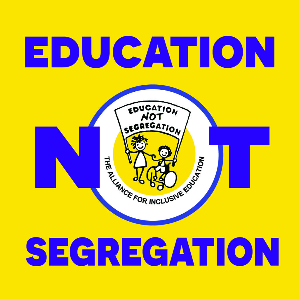 Campaign flyer with the slogan: Education Not Segregation