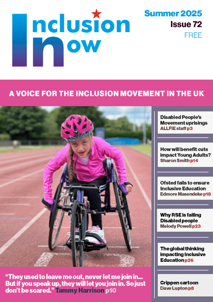 Inclusion Now 72 cover, featuring Tammy Harrison in her racing chair.